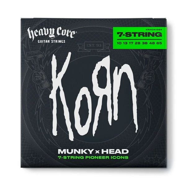 Струны для 7-струнной электрогитары Dunlop KRHCN1065-7 Korn, никель, Heavy Core, 10-65