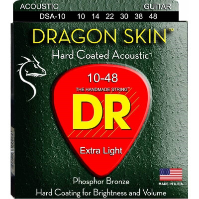 DR DSA-10 Dragon Skin струны для акустической гитары экстралегкого натяжения (10-48)