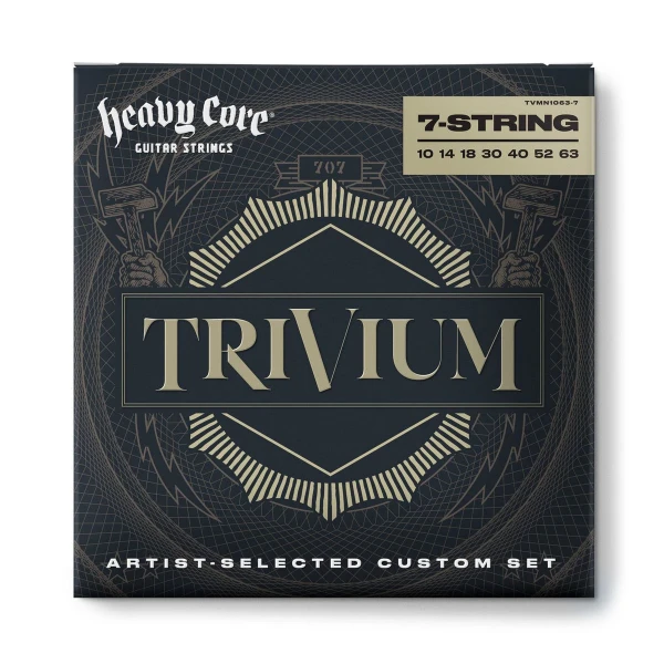 Струны для 7-струнной электрогитары Dunlop TVMN1063-7 Trivium, никель, Heavy Core, 10-63