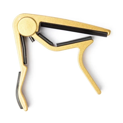 Каподастр "прищепка" для гитары с плоской накладкой грифа Dunlop 84FG Trigger Flat Gold, золотой