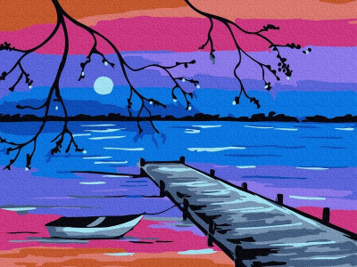 Картина по номерам 15х20 ЛОДКА У ПРИЧАЛА (11 цветов)