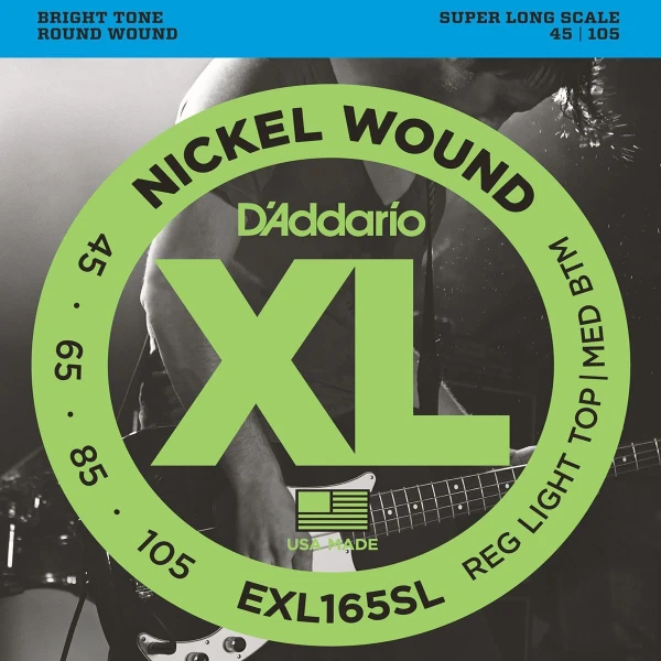Струны для бас-гитары D'Addario EXL165SL Nickel Wound 45-105, Super Long Scale, 35"+