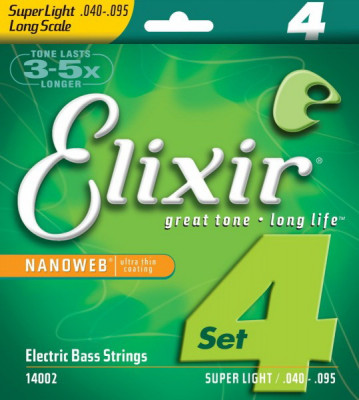 ELIXIR 14002 NanoWeb Super Light 40-95-струны для 4-струнной бас-гитары