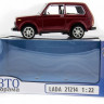 Машина "АВТОПАНОРАМА" ВАЗ 2121 бордовая,1/22, инерция, Pull Bаck механизм, в/к 10*12*22 cм