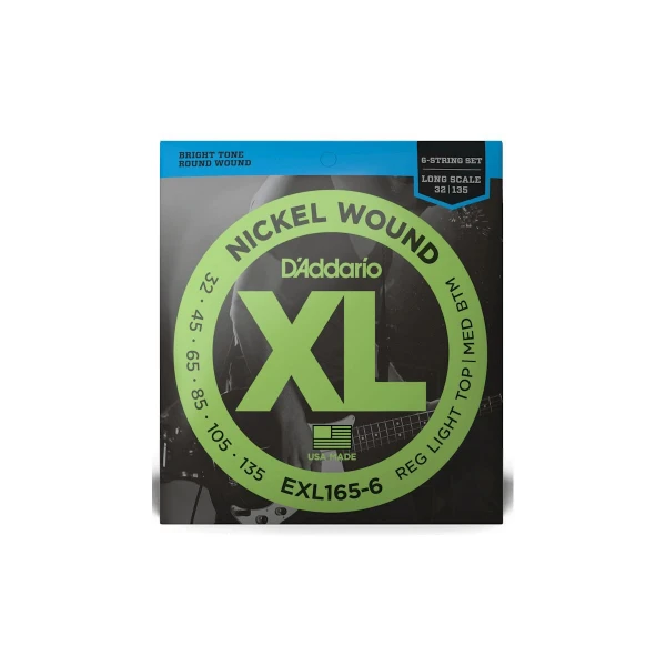 Струны для 6-струнной бас-гитары D'Addario EXL165-6, Nickel Wound, 32-135, Regular Light/Medium