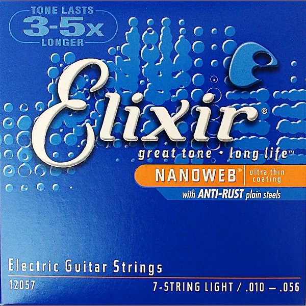 Струны для 7-ми струнной электрогитары Elixir 12057 NanoWeb Light 10-56
