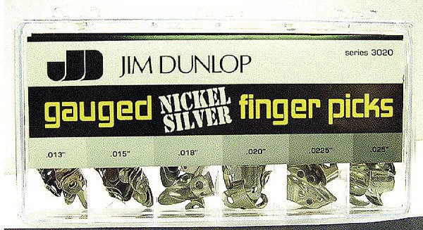 Короб с когтями Dunlop 3020 Nickel Silver Fingerpick Display, 013, 015, 018, 020, 0225, 025 по 20 шт