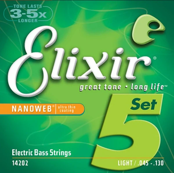 Струны для 5-струнной бас-гитары Elixir 14202 NanoWeb 45-130