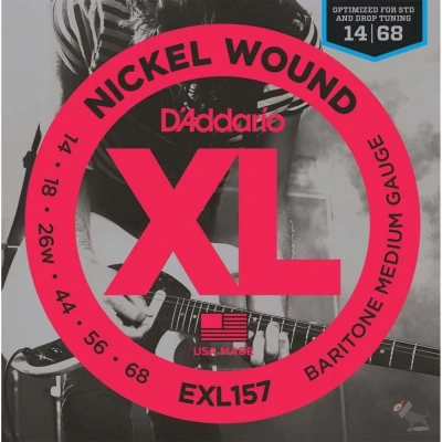 Струны для электрогитары баритон D'Addario EXL157, никель, 14-68, Baritone Medium
