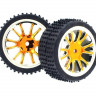 Колеса задние в сборе, золотой хром для багги Himoto масштаба 1/16, 2шт.