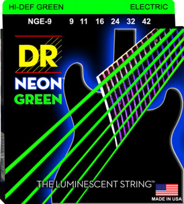 Струны для электрогитар люминесцентные DR NGE- 9-42 NEON GREEN