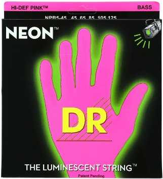 DR NPB5-45 (45-125) Neon Pink струны для бас-гитары розового цвета