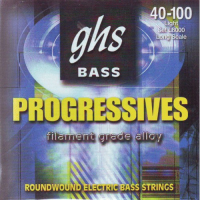 GHS L8000 40-100 Light Progressives струны для 4-струнной бас-гитары