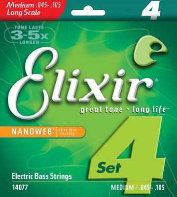 ELIXIR 14077 NanoWeb Medium 45-105-струны для 4-струнной бас-гитары