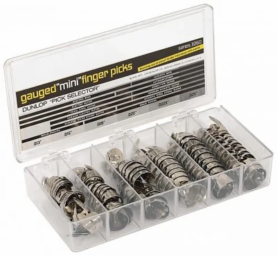 Короб с когтями Dunlop 3060 Nickel Silver Fingerpick Mini Display, 013, 015, 018, 020, 0225, 025 по 20 шт