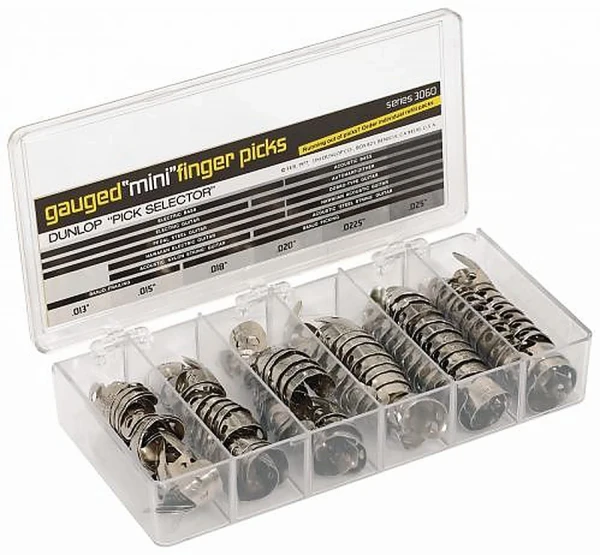 Короб с когтями Dunlop 3060 Nickel Silver Fingerpick Mini Display, 013, 015, 018, 020, 0225, 025 по 20 шт