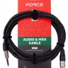Кабель микрофонный FORCE FMC-15/6 XLR(F) - стерео джек (TRS), 6 м
