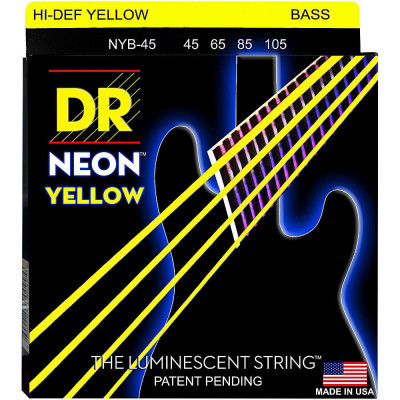 DR NYB-45 (45-105) Neon YELLOW струны для бас-гитар желтого цвета