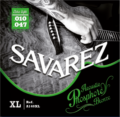 Струны для акустических гитар SAVAREZ A140XL Acoustic F. Bronze (10-14-23-29-39-47) экстра легкого натяжения