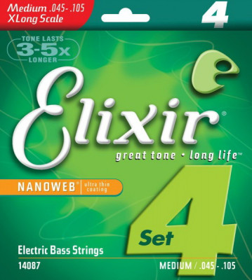 ELIXIR 14087 NanoWeb Medium 45-105-струны для 4-струнной бас-гитары