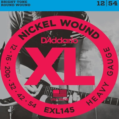 Струны для электрогитары D'Addario EXL145 Nickel Wound, никель, 12-54, Heavy