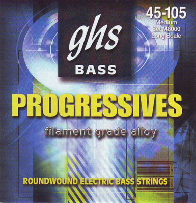 GHS M8000 45-105 Progressives струны для 4-струнной бас-гитары