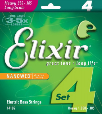 ELIXIR 14102 NanoWeb Heavy 50-105-струны для 4-струнной бас-гитары