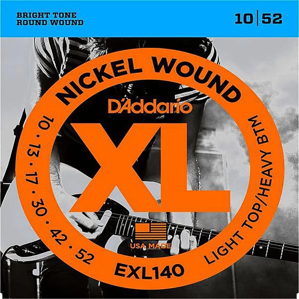Струны для электрогитары D'Addario EXL140, никель, 10-52, Light/Heavy