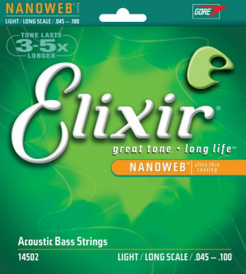 ELIXIR 14502 NanoWeb Light 45-100 струны для 4-х струнной акустической  бас гитары