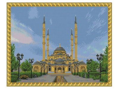 Алмазная мозаика с нанесенной рамкой 40х50 СЕРДЦЕ ЧЕЧНИ (25 цветов)