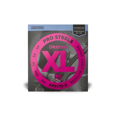 Струны для 5-струнной бас-гитары D'Addario EPS170-5 Pro Steels 45-130, Regular Light