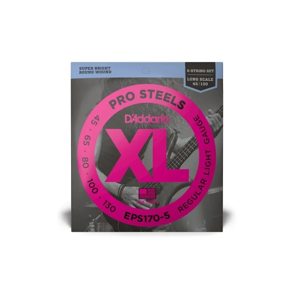 Струны для 5-струнной бас-гитары D'Addario EPS170-5 Pro Steels 45-130, Regular Light