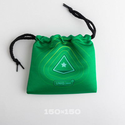 Тканевый мешок с печатью зелёный, 15*15, со шнурком
