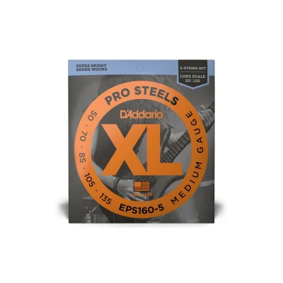 Струны для 5-струнной бас-гитары D'Addario EPS160-5 Pro Steels 50-135, Medium