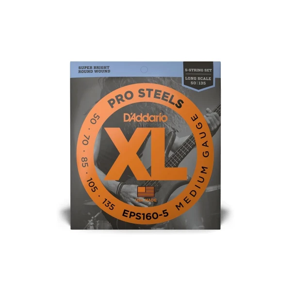 Струны для 5-струнной бас-гитары D'Addario EPS160-5 Pro Steels 50-135, Medium