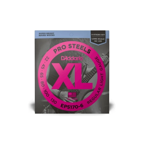 Струны для 6-струнной бас-гитары D'Addario EPS170-6 Pro Steels 32-130, Regular Light