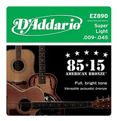 Струны для акустической гитары D'Addario EZ890, бронза, Super Light 9-45