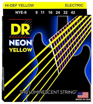 Струны для электрогитар люминесцентные DR NYE-9-42 NEON YELLOW