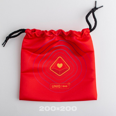 Тканевый мешок с печатью красный, 20*20, со шнурком