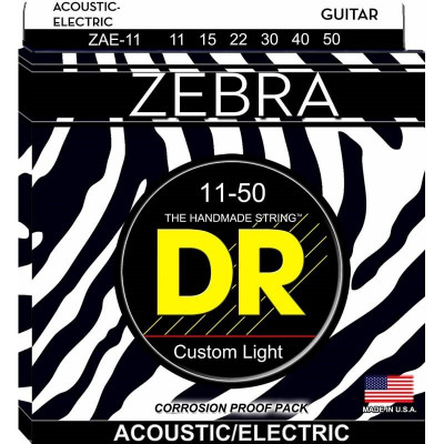 DR ZAE-11 Zebra струны для электроакустической гитары легкого натяжения (11-50)