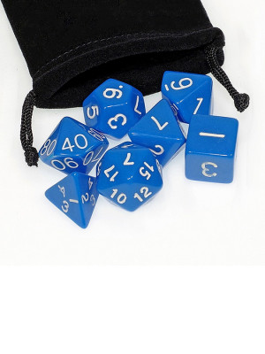 Набор из 7 игровых кубиков для ролевых игр, синий, с мешочком