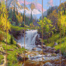 Картина по номерам на дереве 40х50 ПРИЩЕПА. ГОРНЫЙ РУЧЕЙ (31 цвет)